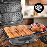 Duronic WM60 Waffle Maker 1200W Non Stick Plates 4 Waffles Croffles Belgian view 2