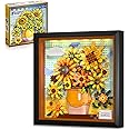 HOGOKIDS Flowers Sunflower Building Set with Lights - Vincent Van Gogh Painting Frame Artwork Mini Building Blocks Toy for Home Dcor Wall Art Architecture Sets for Adults Teens - 807PCS