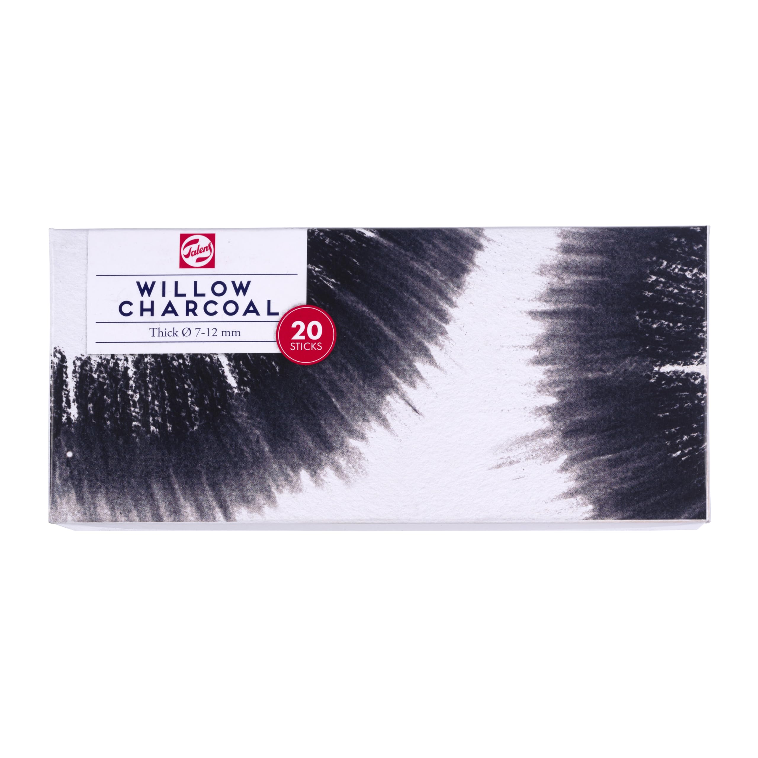 Talens Charcoal - Thick Charcoal Sticks - 20 Pack - Ideal for Coarse Work - 7-12 mm Diameter