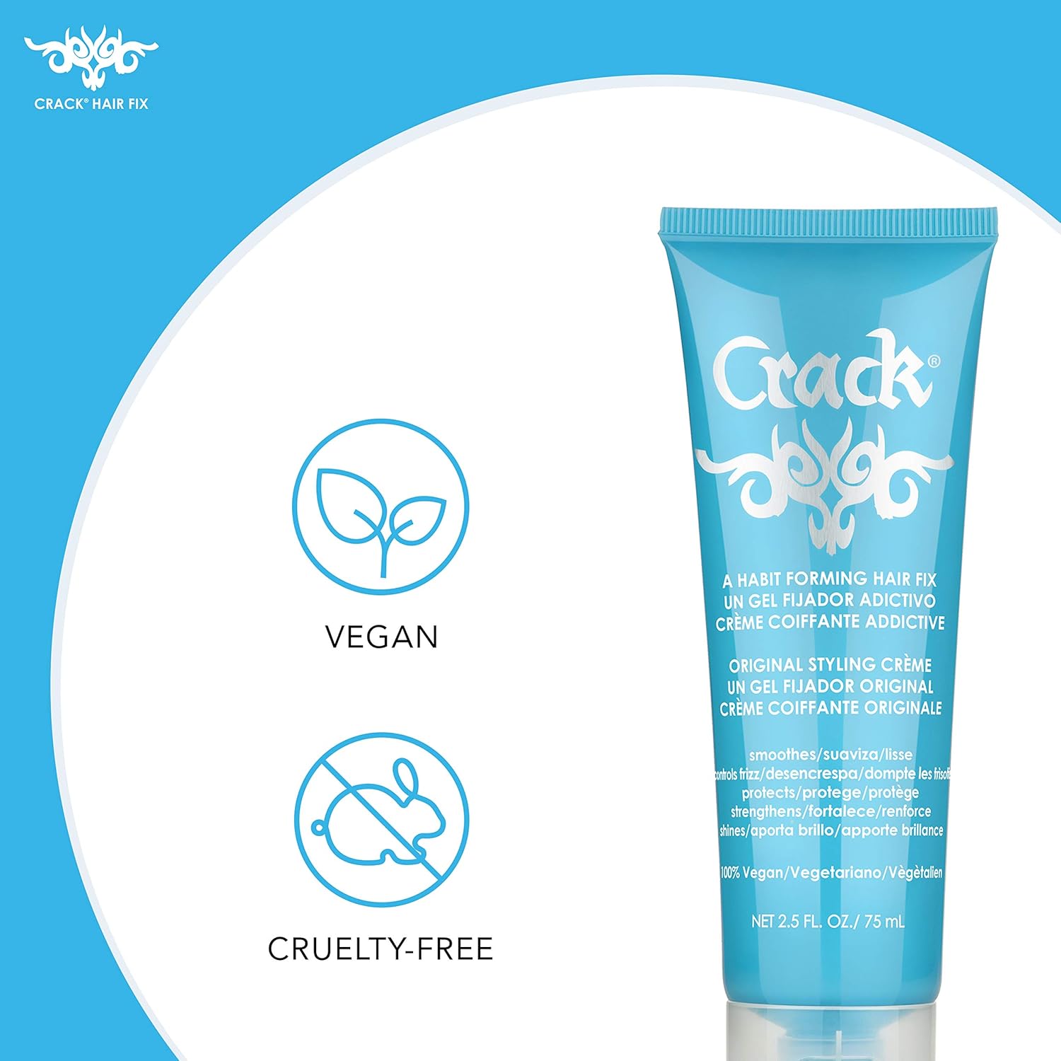 CRACK HAIR FIX Styling Creme - Multi-Tasking, Anti-Frizz, Leave-In Styling Aid With Protection from Humidity, Chlorine, Heat Treatments & Sun ( 2.5 Oz / 75 Milliliter ): Beauty