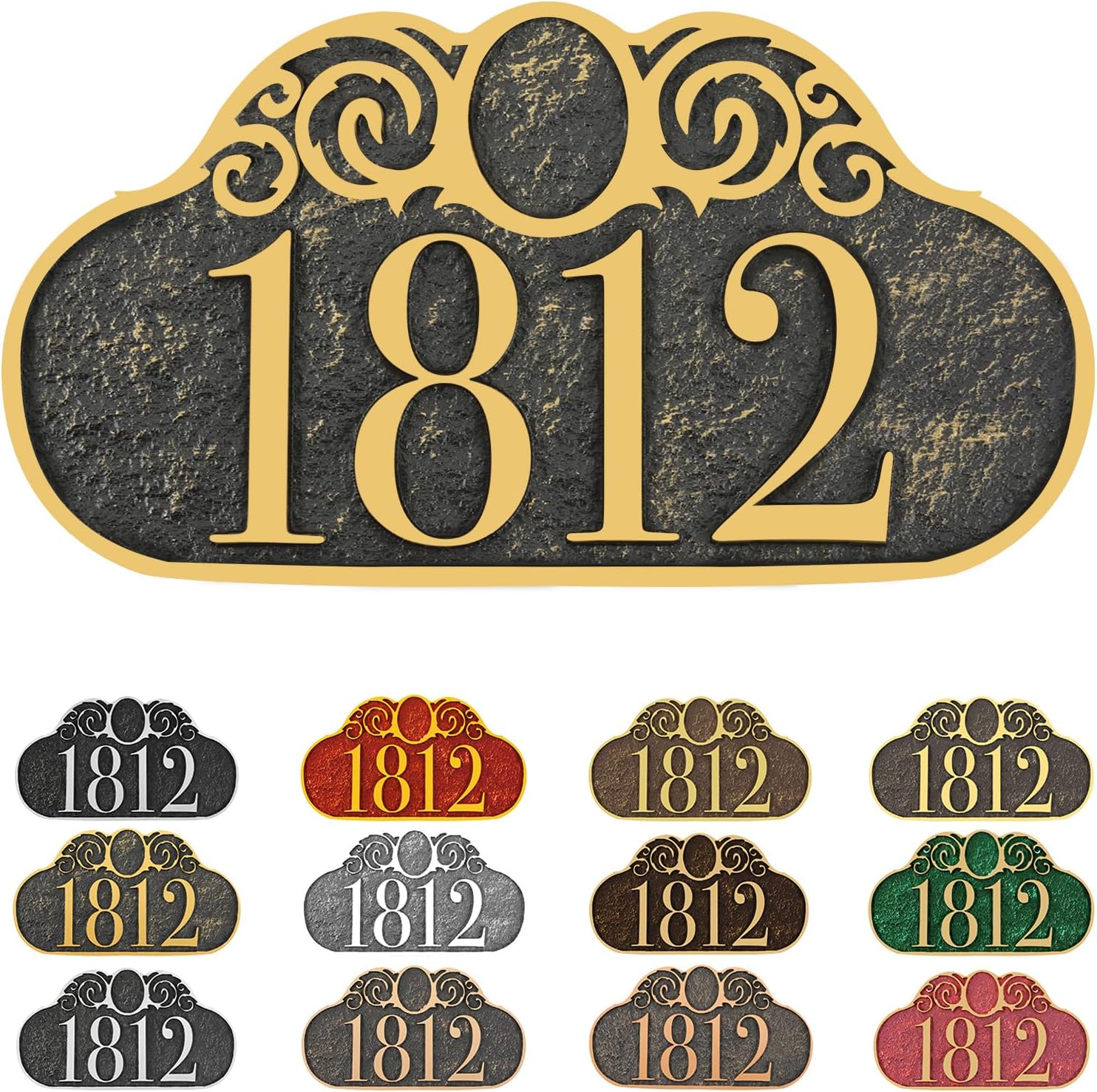 Plaques & Wall Art - Address Plaque WALL MOUNTED - 10‘’ x 5.3‘’ Personalized Address Sign,House Number Sign Plaque,House Address Numbers for Outside House,No Fading | 911 Visibility Grade Pre-Drilled Holes/Fome Tape
