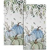 Giwawa Fall Blue Pumpkin Hand Towels Set of 2 Autumn Harvest Bathroom Towel Soft Absorbent Kitchen Hotel Spa Gym Towel Thanksgiving Decor Gifts