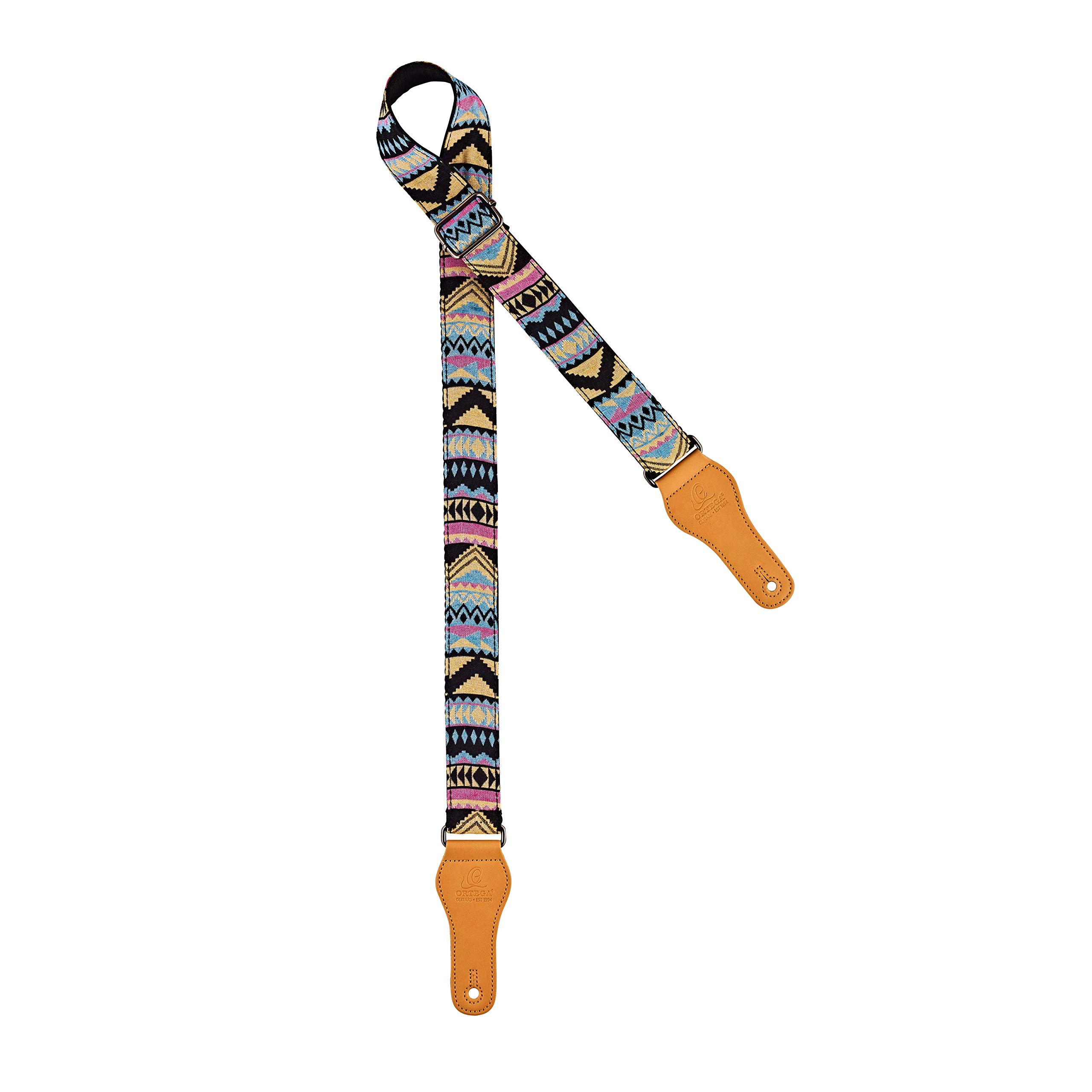 Ortega Guitars Adjustable Ukulele Strap – World Series – Cotton, Indian Sky (OCS-400U)