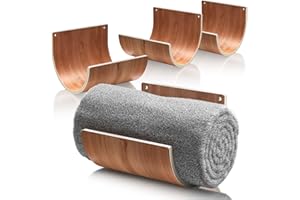 BREKLE Towel Racks for Bathroom Set of 4 Wall Towel Racks, Versatile Hanging Towel Organizer，wood Towel Holder for Rolled Towels, Spa, Blanket, Yoga Mat – Easy Installation, Eco-friendly