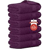 RIVERSIDE 6 Pack Premium Hand Towels Set, 16x28 inches, 100% Ring Spun Cotton, 600 GSM, Soft, Quick Dry and Highly Absorbent, Towels for Bathroom, Kitchen, Gym, Spa - Purple Passion