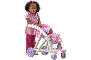 American Plastic Toys Shop with Me Stroller for Toddler & Kids Ages 2 and Up, 2-in-1 Stroller and Shopping Cart with Basket and Seat for Baby Doll
