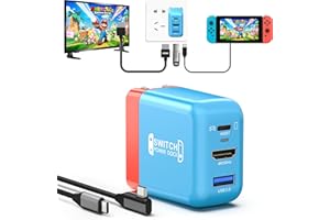 RREAKA Portable Switch Dock Charger for Nintendo Switch/OLED, Ideal Charger for Switch TV Docking Station Witch 4K@60Hz HDMI/USB2.0/PD USB-C Fast Charging Port and 4FT USB-C Cable (Blue, 36W)