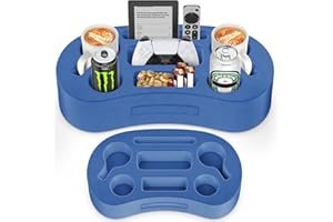 LVVIL Couch Cup Holder Pillow with 7 Slots, Couch Organizer Caddy & Buddy with Customized Game Controller Hole, Removable & Washable Drink Pillow Gamer gift for Remote, Phone, Snack