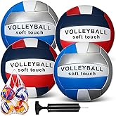 Libima 4 Pack Volleyballs Official Size 5 Soft Waterproof Volleyballs with Pump and Net Bag for Beginners Training Indoor Outdoor Beach Pool Backyard Gym Back to School