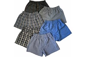 ToBeInStyle Boys' Pack of 3 or 6 Cotton-Blend Tartan Patterned Boxer Shorts