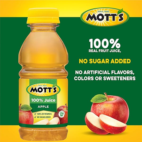 MOTT’S 100% ORIGINAL APPLE JUICE, 8 FL OZ BOTTLES, 6 PACK