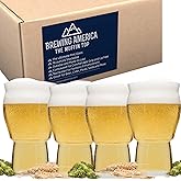 Brewing America The Muffin Top® Nucleated Beer Glass for Better Tasting Craft Beer & Cider - Tulip Shape and Nucleation for Enhanced Taste and Aroma for Ultimate IPAs (Muffin Top Clear 4-Pack)