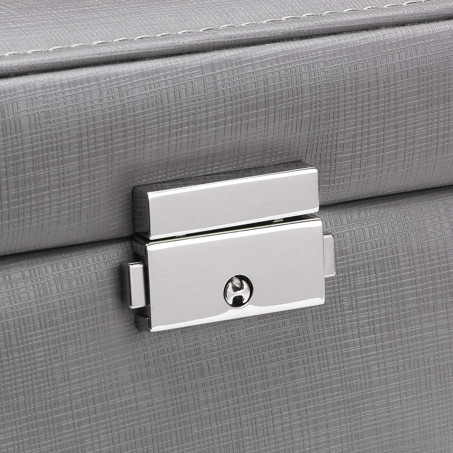 BEWISHOME Jewelry Box for Women Girls Jewelry Organizer with Lock Mirror Jewelry Boxes Display Storage Case Holder Portable Travel Case Grey SSH77H: Home Improvement