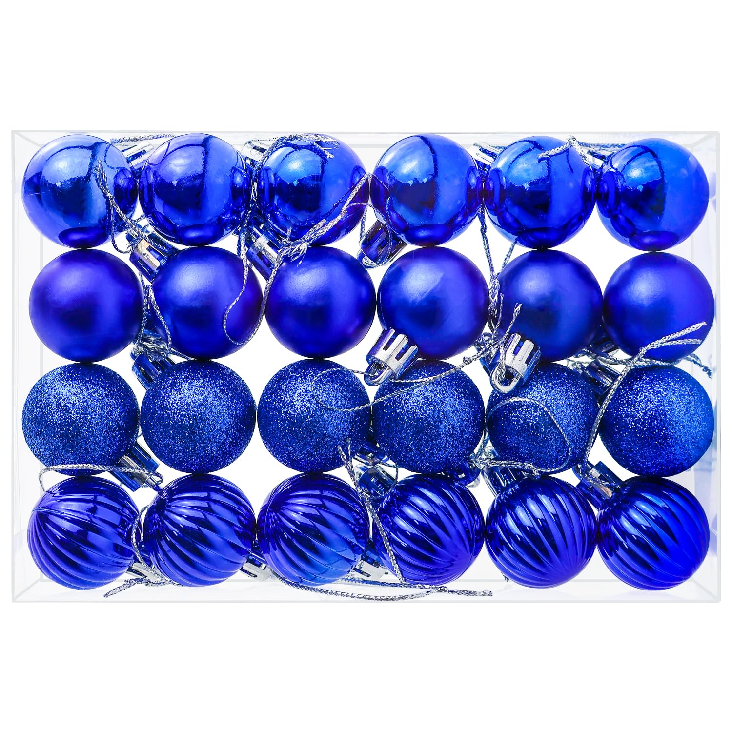 24 Pieces Christmas Tree Decoration Pumpkin Baubles Mini Balls 3CM Christmas Baubles for Xmas Halloween Hanging Decorations, Blue