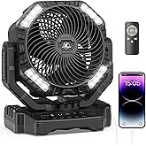 40000mAh Battery Powered Camping Fan - 136H Max Cooling, Rechargeable Battery Operated Oscillating Floor Fan with Charger, Remote & Hook, Portable for Tent Outdoor Patio Garage Hurricane Power Outage