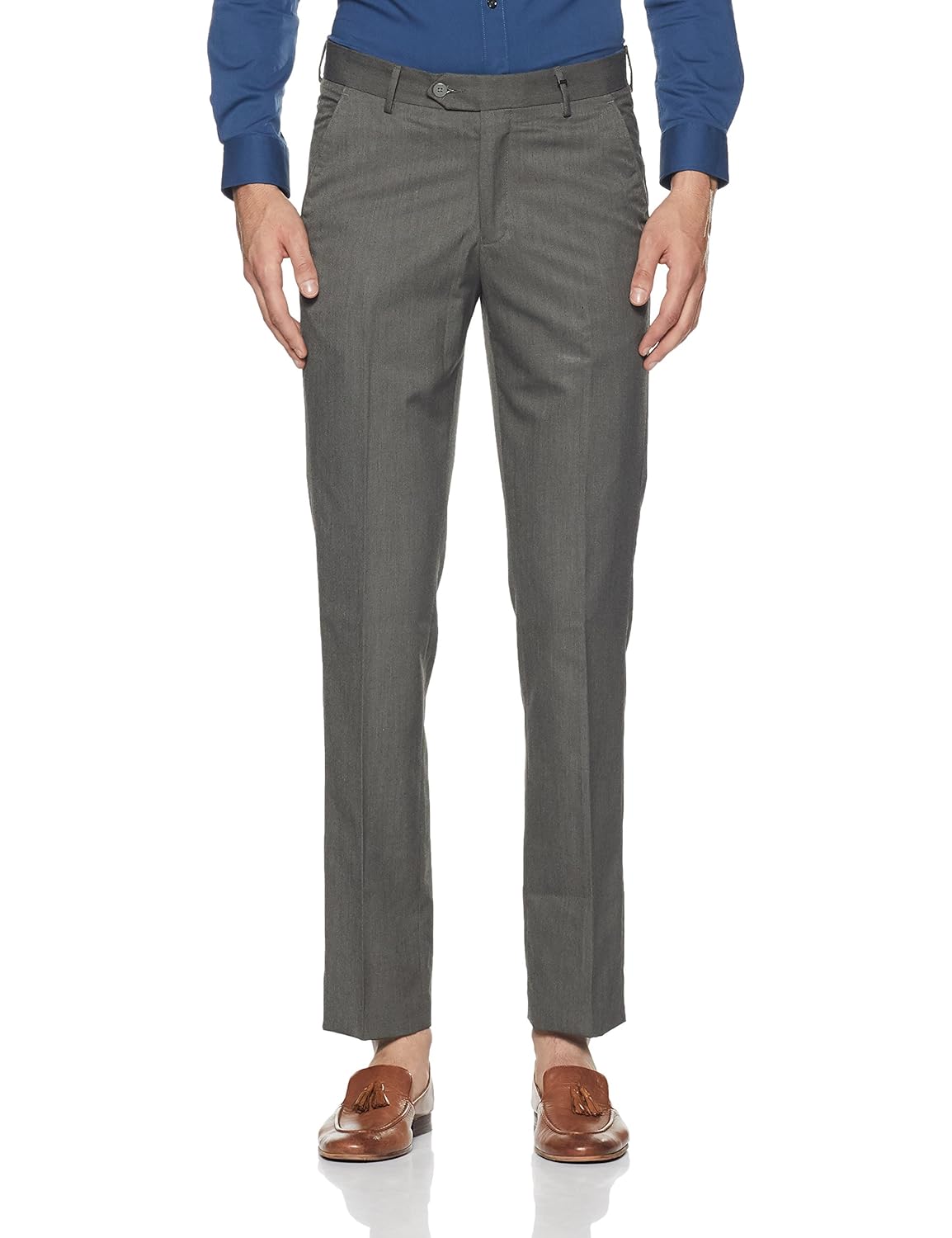 peter england men's slim fit formal trousers