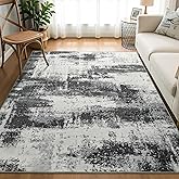 Enqinar 4x6 Area Rug, Modern Abstract Carpet for Bedroom, Soft Washable Rugs for Living Room, Non Slip Thin Low Pile Floor Carpets for Dorm Dining Room Entryway Office Decor, Grey