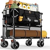 Navatiee Double Decker Foldable Beach Wagon, Collapsible Heavy Duty All-Terrain Beach Cart with Big Wheels for Sand, 50" L Ut