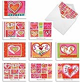 The Best Card Company - 10 Boxed Valentine Note Cards with Envelopes - Loving, Heartfelt Assorted Greeting Cards for Valentine's Day (4 x 5.12 Inch) - Art Hearts M6725VDG-B1x10