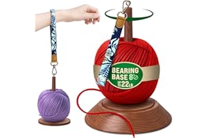 BARVA 2 in 1 Upgraded Table Chunky Yarn Holder 22 Lb & Mini Wristlet Spinner | Bracelet Spindle On the Go for Travel & Car | Wood Crochet Accessories | Compact Fiber Tools | Top Crafts Gifts for Women