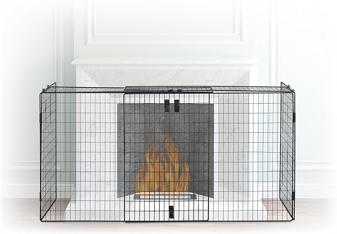 Relaxdays 10022306 Protector de Chimenea para Niños Ajustable, Negro