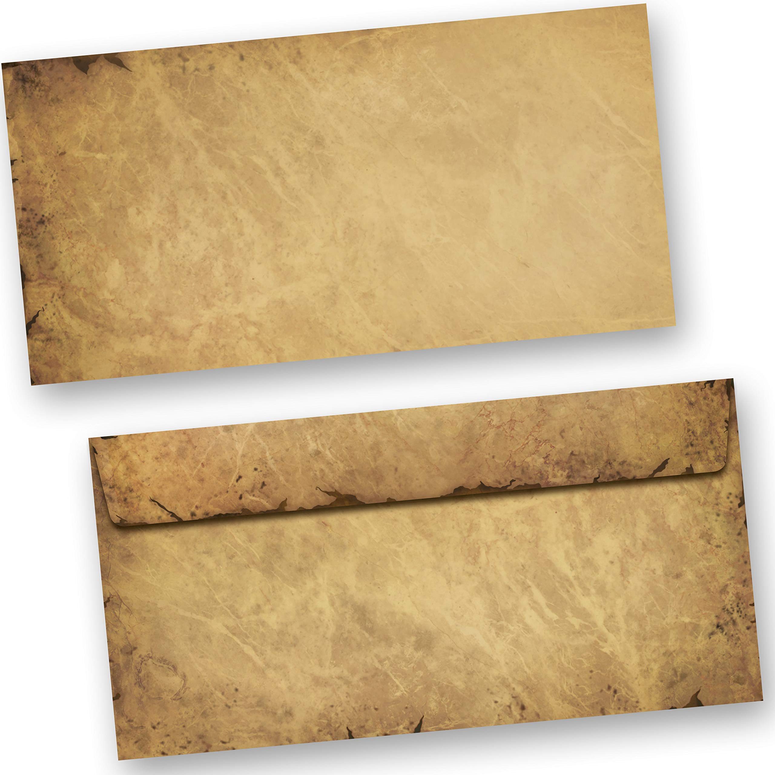 Tatmotive Casanova Envelopes with Medieval Antique Look DL (110 x 220 mm) Peel and Seal without Window - Pack of 50