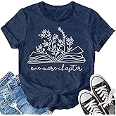 LBP Bookworm Women Reading Shirt One More Chapter Shirt Floral Book T-Shirt Book Lover Tees Teacher Tops