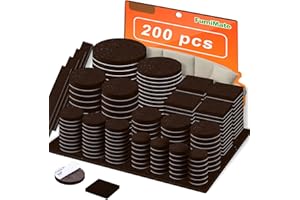 FURNIMATE Felt Furniture Pads 200 Pieces, Furniture Pads for Hardwood Floors, Felt Pads for Chairs Furniture, Furniture Felt Pads for Hardwood Floors Black