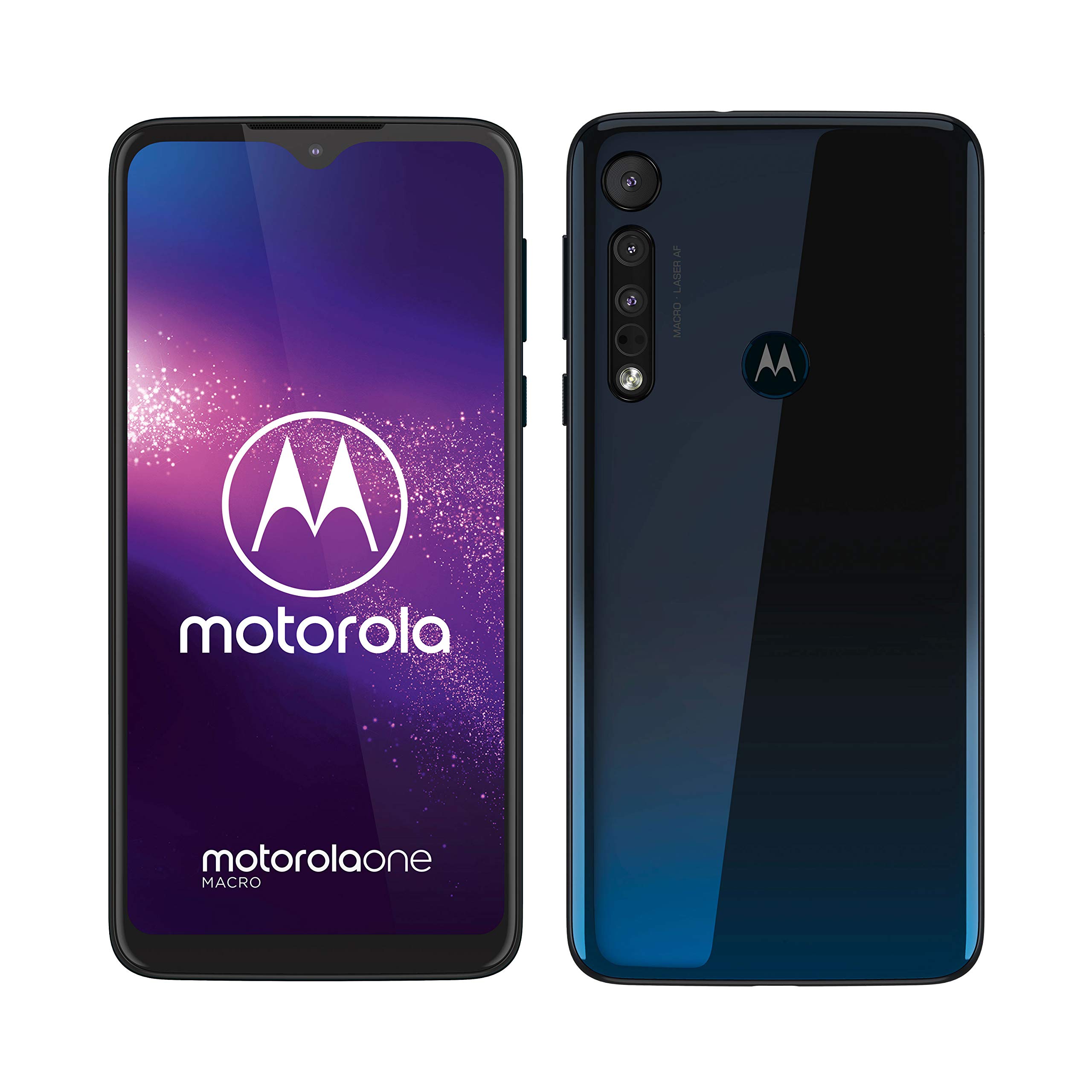 Motorola One Macro (6,2 Inch HD Plus Display, Macro Vision Camera, 64 GB/ 4 GB, Android 9.0, Dual SIM Smartphone), Blue