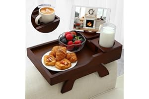 GHKINMAL Couch Cup Holder Tray, 15.4"x9.9" Large 4 in 1 Couch Armrest Table with 360°Rotated Phone Holder, Non-Slip Clip on Side Table for Drinks/Remote/Snacks, Ideal Gift for Husband, Wife, Parents