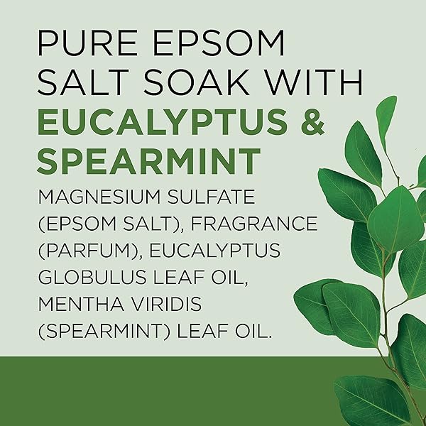 DR TEAL’S EPSOM SALT MAGNESIUM SOAK, RELAX & RELIEF WITH EUCALYPTUS & SPEARMINT ESSENTIAL OILS, 3 LBS