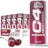 C4 Smart Energy Drink - Sugar Free Performance Fuel & Nootropic Brain Booster, Coffee Substitute or Alternative | Black Cherry 16 Oz (Pack of 12)