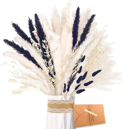ZJTAPE Pampas Grass Dried Natural Flowers Boho Decor Bouquet 40 cm