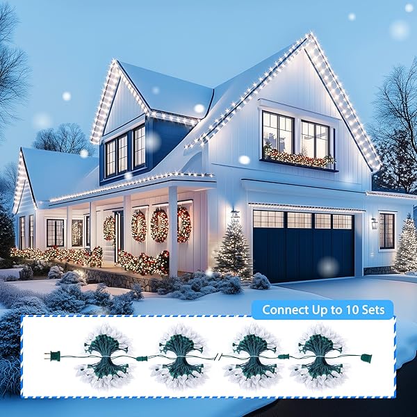BRIGHTOWN 2 PACK TOTAL 132FT 200LED OUTDOOR C9 LED CHRISTMAS STRING LIGHTS, PLUG-IN CONNECTABLE WATERPROOF ROOFLINE STRING LIGHTS FOR OUTSIDE CHRISTMAS HOLIDAY DECOR