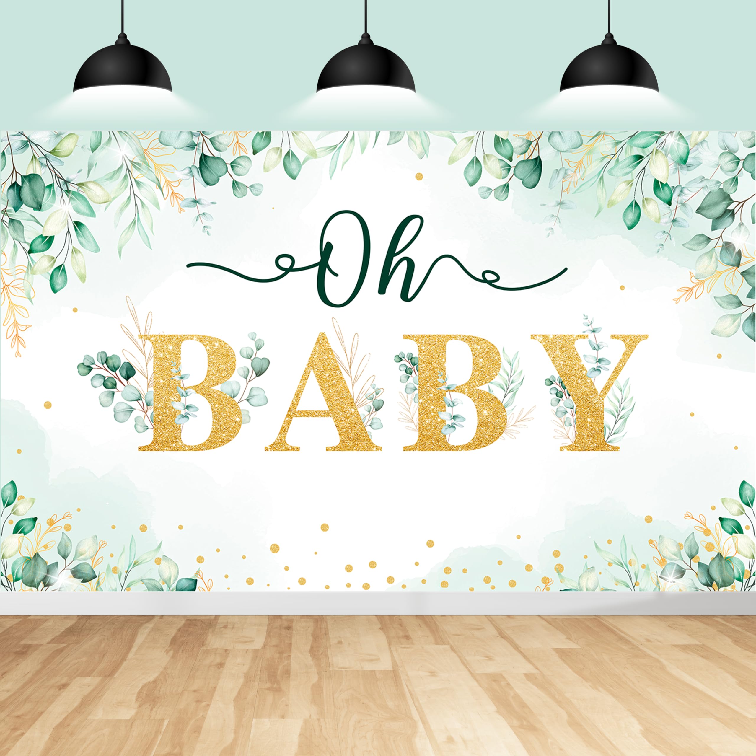 LVZHEN Baby Shower Decorations - 5.9x3.6ft Neutral Gold Backdrop Banner for Gender Reveal, Favours for Newborn Boys & Girls