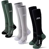 Compression Socks for Women and Men,Knee High 15-20mmHg Graduated Circulation Support(3 Pairs)for Nurses,Pregnant,Travel