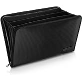 Expanding File Folder Important Document Organizer Fireproof & Waterproof Document Bag with A4 Size 3 Pockets Zipper Closure Non-Itchy Silicone Coated Portable Filing Wallet Pouch(14.3inx9.8inx1.6in)