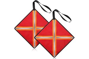 TOBWOLF Safety Flags for Trucks, 13" Reflective Red Flag for Truck Loads, High Visibility Reflective Safety Flags for Trucks Boat Kayak Canoe SUP Towing, Trailer Warning Flag Tear-Resistant Reinforced Edge, Weather Proof
