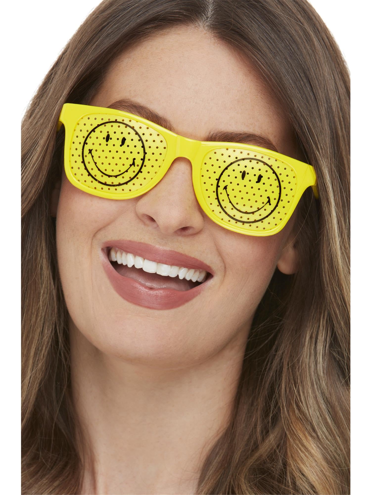 Smiffys Smiley Rave Glasses in Yellow Official Smiley License Accessory,Yellow Rave Glasses with Iconic Design, Unique, Eye-Catching Accessory for Events, Parties & Festivals