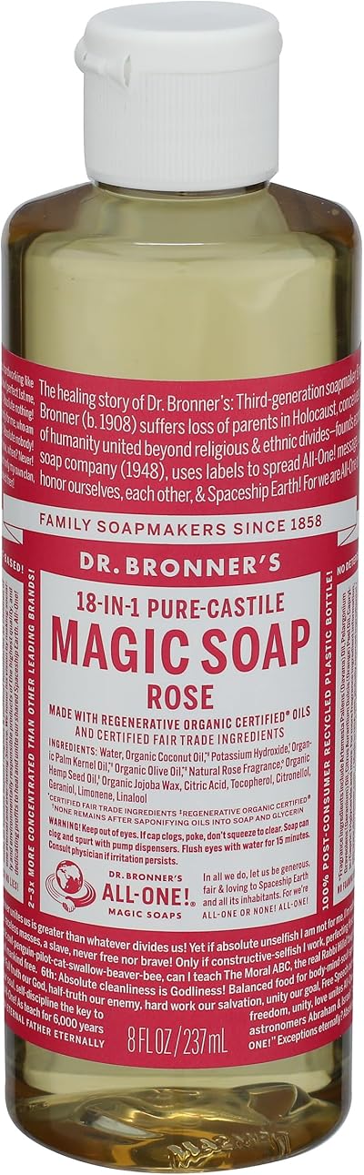 Dr. Bronner's Organic 18-in-1 Hemp Rose Pure-Castile Liquid Soap 237 ml