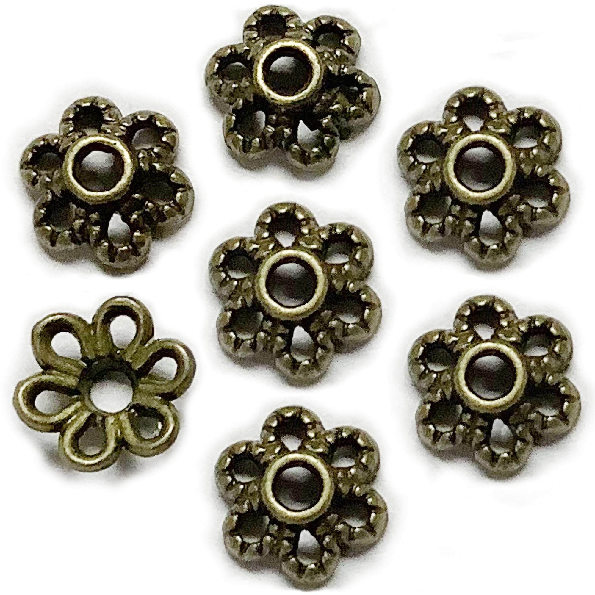 Heather's cf 500 Pieces Brass Tiny Bead Caps Findings (Fit 8mm 10mm Round Beads) for Jewelry Making (Brass)