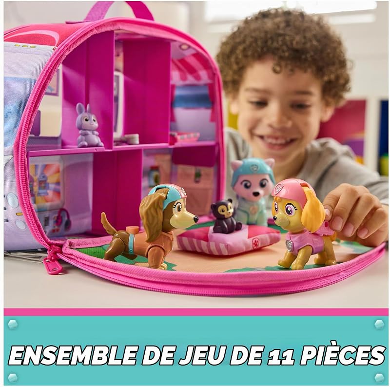 Pat' Patrouille, Le Monde de Stella, Coffret Camping et Sauvetage, avec Figurines à tête Mobile Stella, Everest et Liberty, Camping-Car, Jouets pour Filles et garçons à partir de 3 Ans