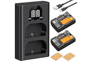 K&F CONCEPT LP-E6NH Battery and LCD Battery Charger Compatible with Canon EOS R7/R6/R5/90D/80D/70D/5D Mark II III IV/5DS SR/6