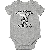 AW Fashions Born to Play Soccer with Dad Baby Bodysuit Funny Family Newborn Outfit for Boys or Girls