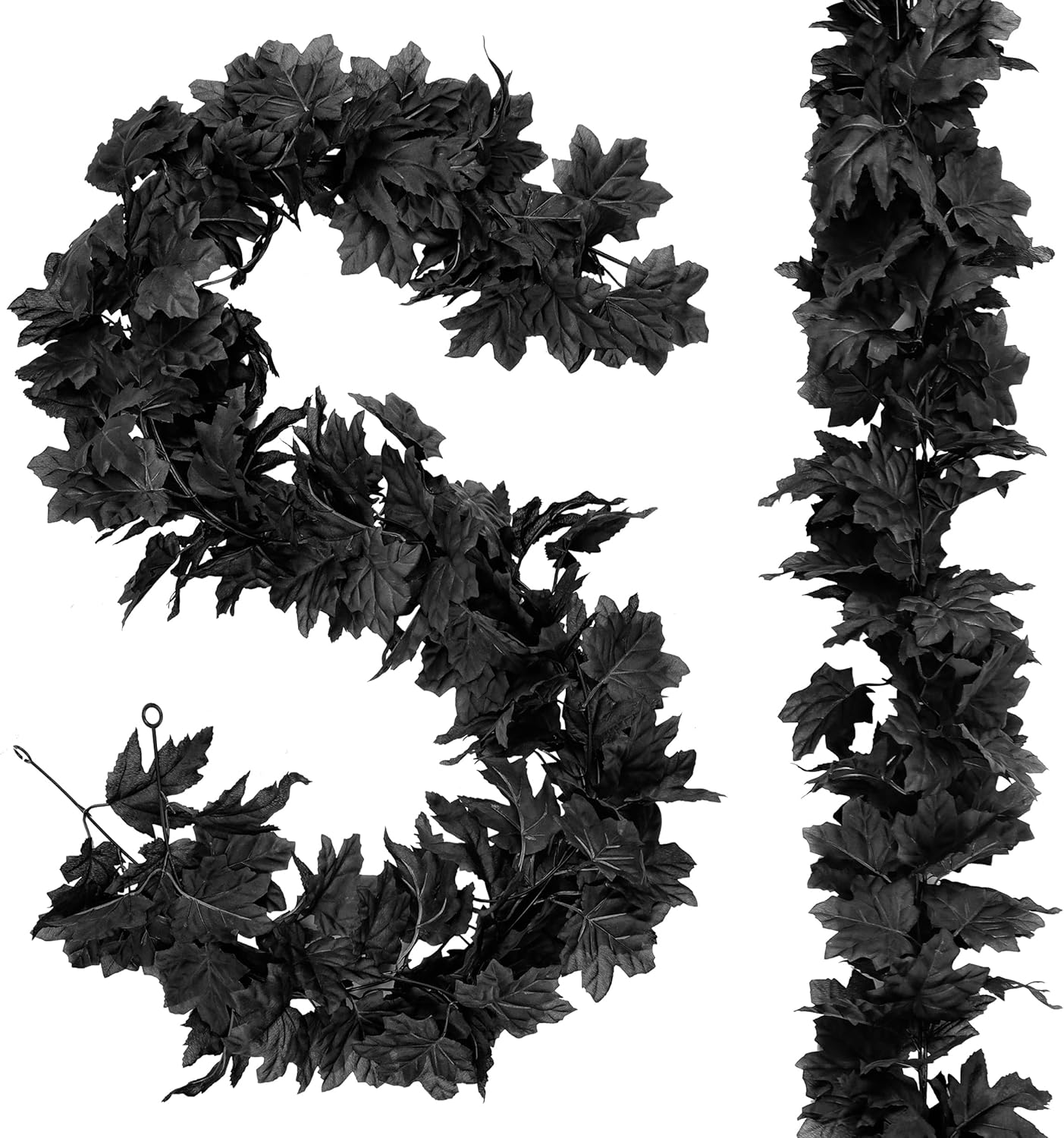 Wreaths, Garlands & Swags - TOPHOUSE 2 Packs Fall Maple Leaf Garland 5.9ft Artificial Autumn Leaves Garland for Thanksgiving Halloween Outdoor Fall Decor（Black）