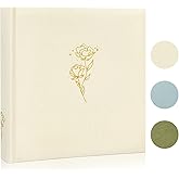 Kuword 4x6 Photo Albums with Writing Space 100Page,200 Pockets-Acid Free Rose wedding photo album Book,Cute Gifts for Family Anniversary,Beige
