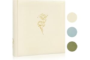 Kuword 4x6 Photo Albums with Writing Space 100Page,200 Pockets-Acid Free Rose wedding photo album Book,Cute Gifts for Family Anniversary,Beige