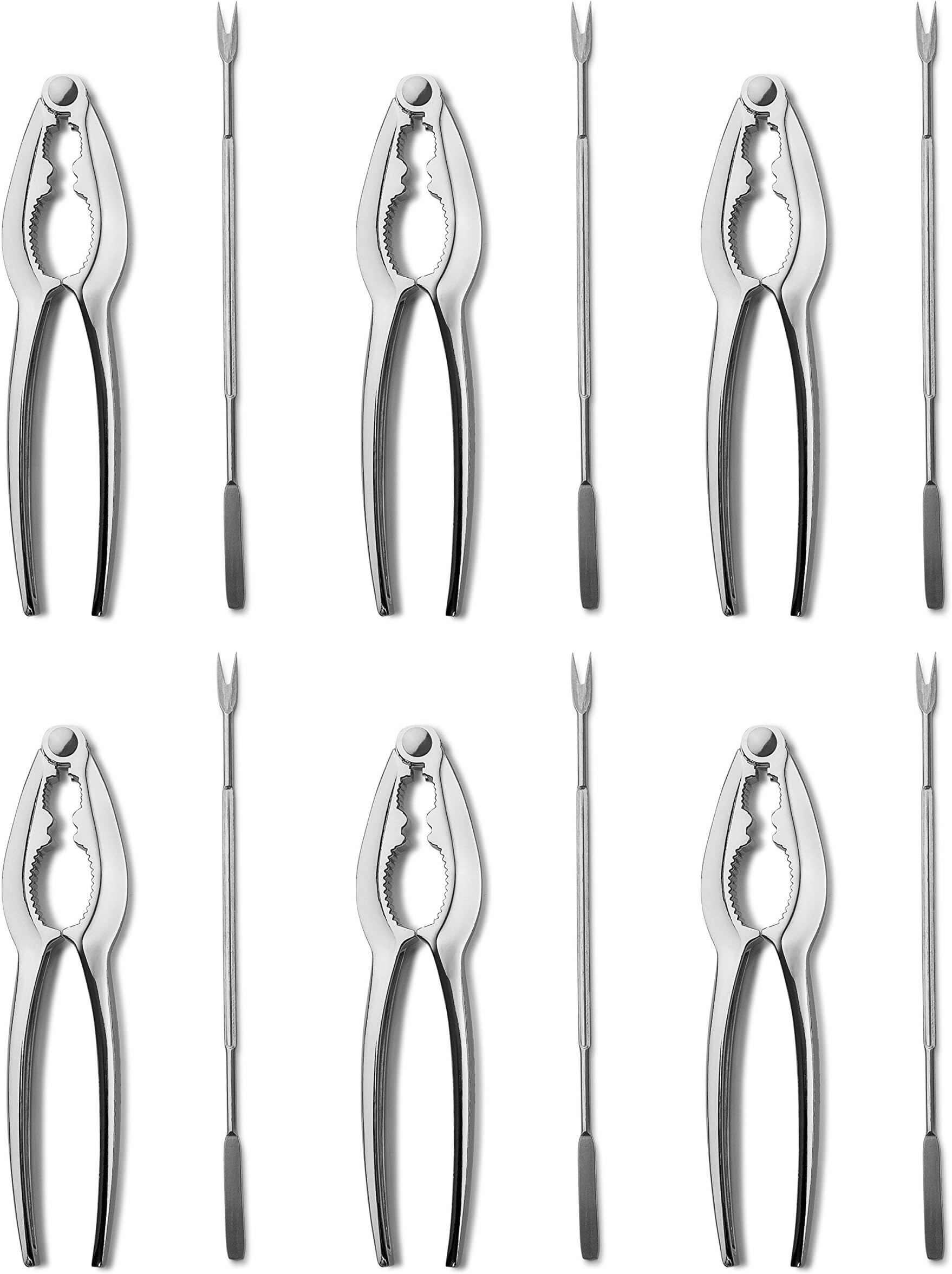 Wares 12 Piece Stainless Steel Sea Food, Nuts & Lobster Set with 6 Sea Food Forks and 6 Lobster Crab Cracker