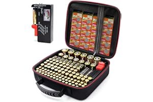 Battery Storage Case with Tester (BT168), Battery Organizer Case Holds 126 Batteries Various Sizes AAA AA C D 9V Lithium 3V, 