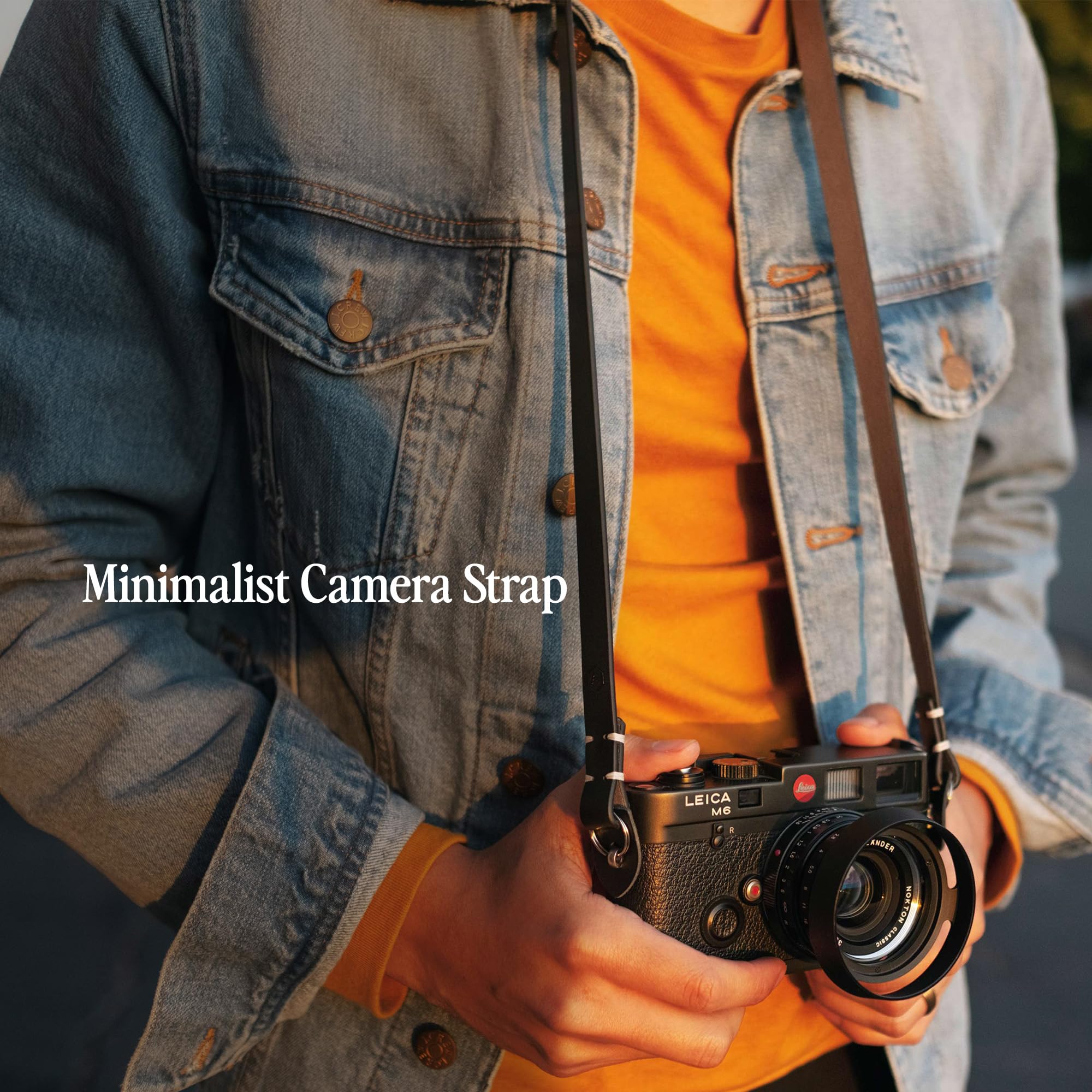 Evergreen Genuine Leather Minimalist Neck Shoulder Slim Camera Strap
